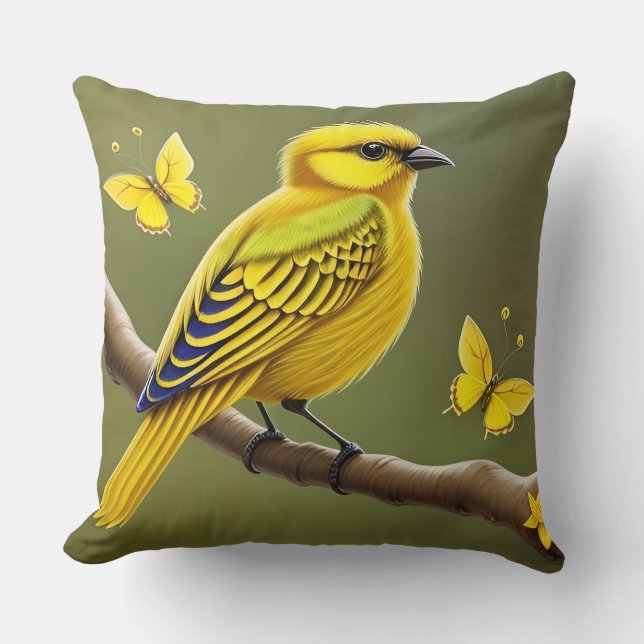 🐦 Almofada de Arremesso de Pássaro Amarelo Decora (Frente)
