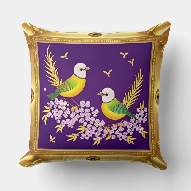 ✨ Almofada de Arremesso de Pássaro com Moldura Dou (Frente)