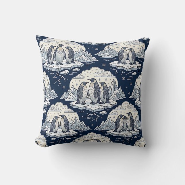 Almofada de Arremesso de Pinguim - Design contínuo (Frente)