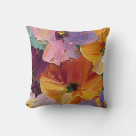Almofada de Arremesso de Pintura Floral Impasto Vi