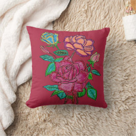 Almofada de Arremesso de Rosas Coloridas