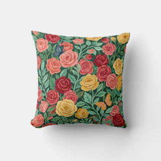Almofada de Arremesso de Rosas Cottagecore Colorid