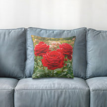 Almofada de Arremesso de Rosas Vermelhas