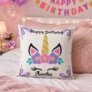 Almofada de Arremesso de Unicórnio Personalizada F