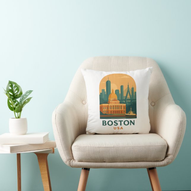 Almofada de Arremesso de Viagem Vintage Boston – A (Cadeira)