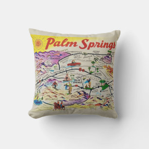 Almofada de Arremesso do Mapa Retro de Palm Spring