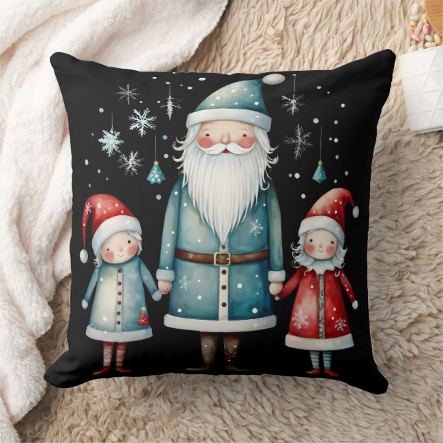 Almofada de Arremesso do Papai Noel e Pequenos Aju (Cobertor)