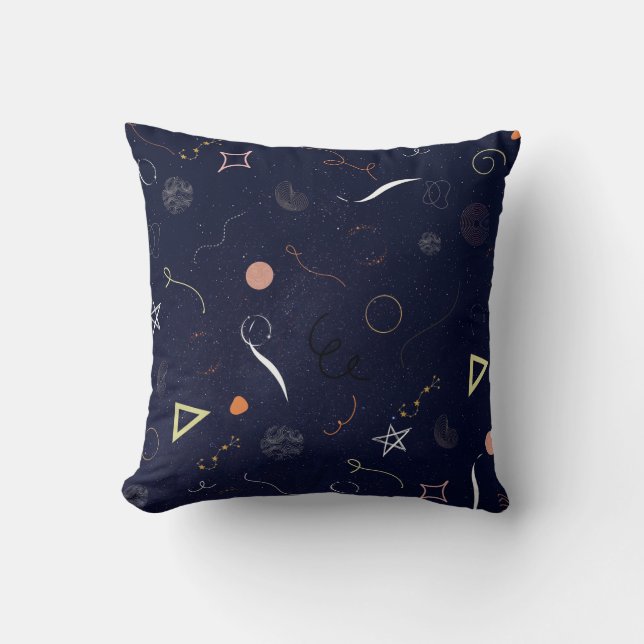 Almofada de Arremesso Doodle Estrela Noturna Azul  (Frente)