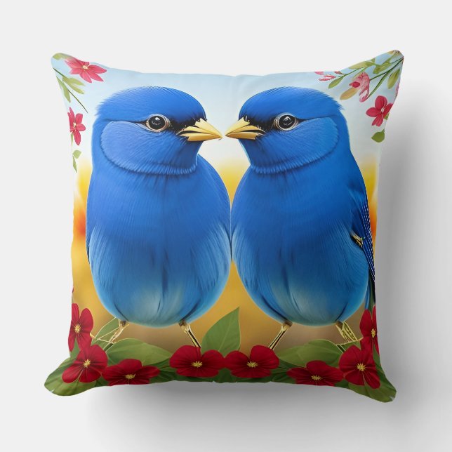 ☮️ Almofada de Arremesso Duo Blue Bird Decoração d (Frente)