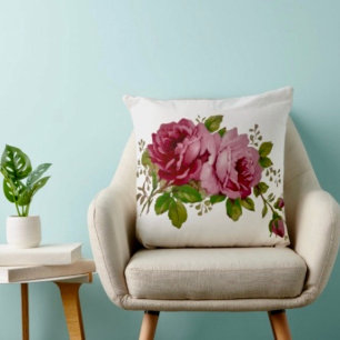 Almofada de Arremesso Elegância Rosa Repolho Vinta