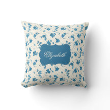 Almofada de Arremesso Floral Azul Personalizada El