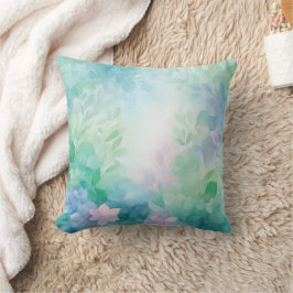 Almofada de Arremesso Floral Azul Verde Aquarela