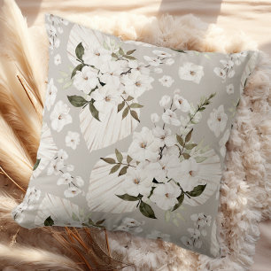 Almofada de Arremesso Floral Boho Neutra Flores Br
