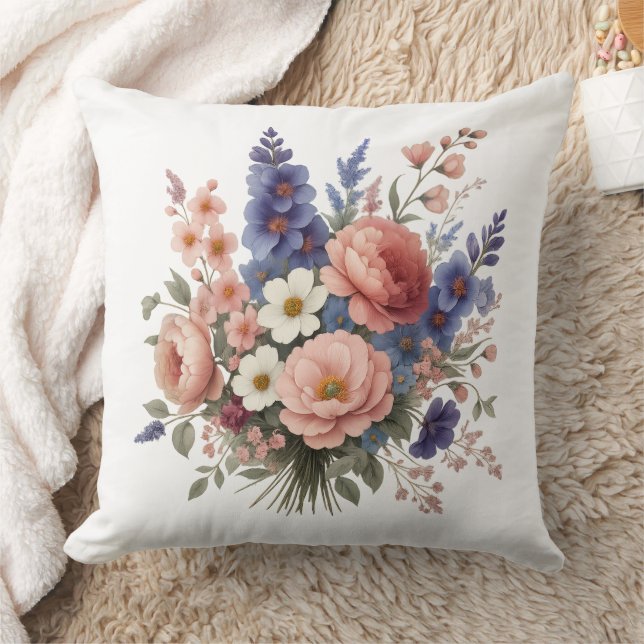 Almofada de Arremesso Floral Buquê Elegante de Pri (Cobertor)
