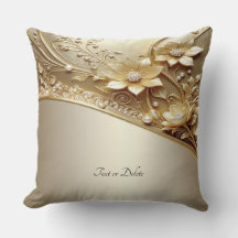Almofada de Arremesso Floral Dourada Ornamentada M
