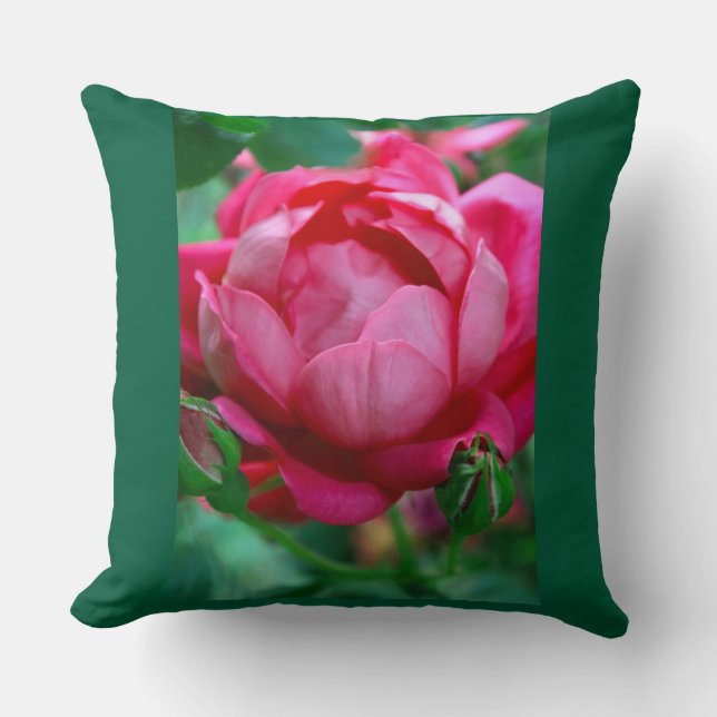 Almofada de Arremesso Floral Rosa Elegante com Gr (Frente)
