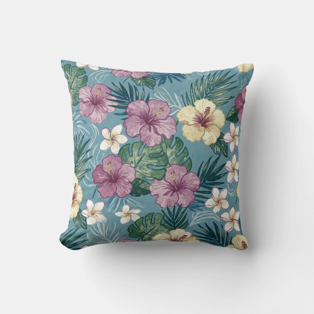 Almofada de Arremesso Floral Tropical Brilhante (Frente)