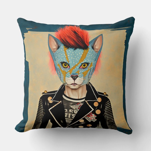 Almofada de Arremesso Gatinho de Rock and Roll  (Frente)