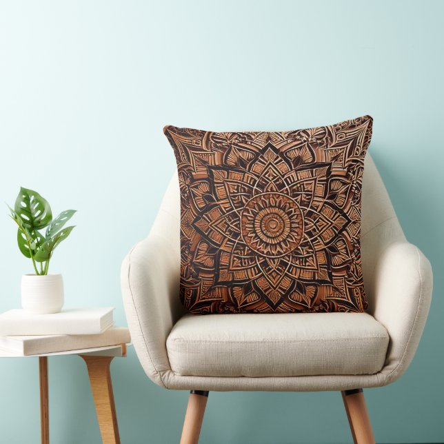 Almofada de Arremesso Marrom com Mandala (Cadeira)