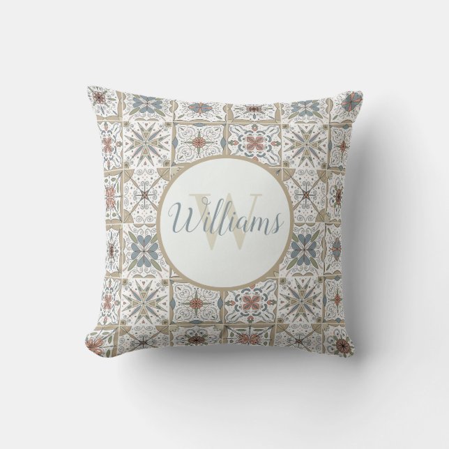 Almofada de Arremesso Monogramada com Mosaico de A (Frente)