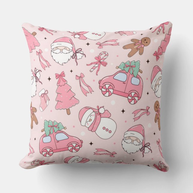 Almofada de Arremesso Natal Rosa Seamless (Frente)