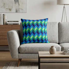 Almofada de Arremesso Ombre Chevron Azul Verde
