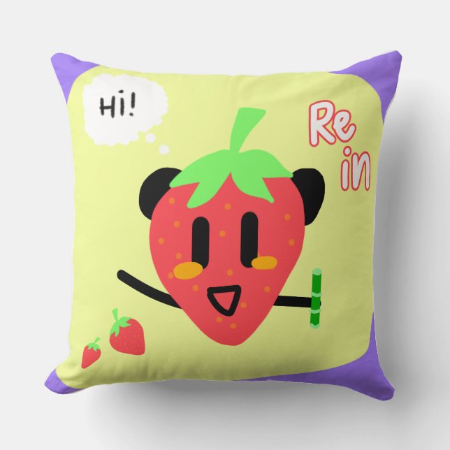 Almofada de Arremesso Panda Morango - Rein (Frente)