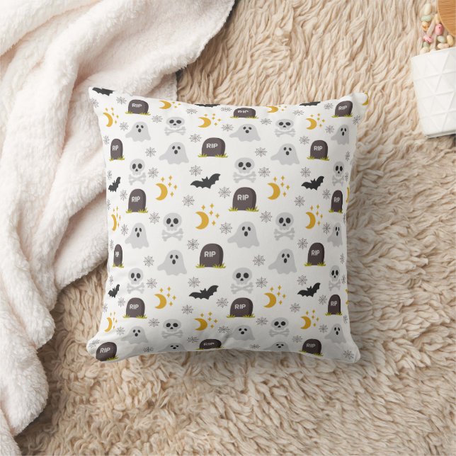 Almofada de Arremesso Preta e Branca de Halloween  (Cobertor)