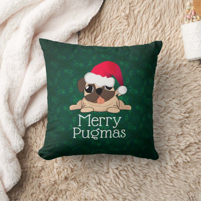 Almofada de Arremesso Pug de Natal 16" x 16" (Cobertor)
