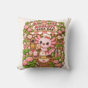 Almofada de Arremesso Rosa Kawaii Axolotl Boba Bar