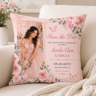 Almofada de Arremesso Rosa Rubor para Quinceañera