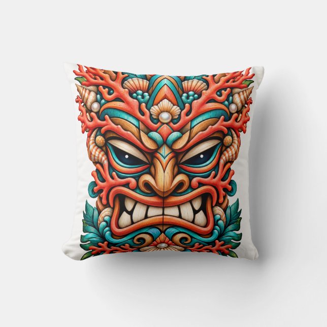 Almofada de Arremesso Tiki Coral Fire (Frente)