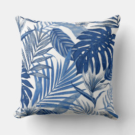 Almofada de Arremesso Tropical Azul Branco Elegant