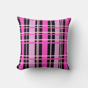 Almofada de Arremesso Xadrez Rosa Fuchsia e Preto