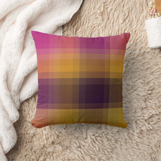 Almofada de Arremesso Xadrez Roxo Amarelo Rosa (Cobertor)