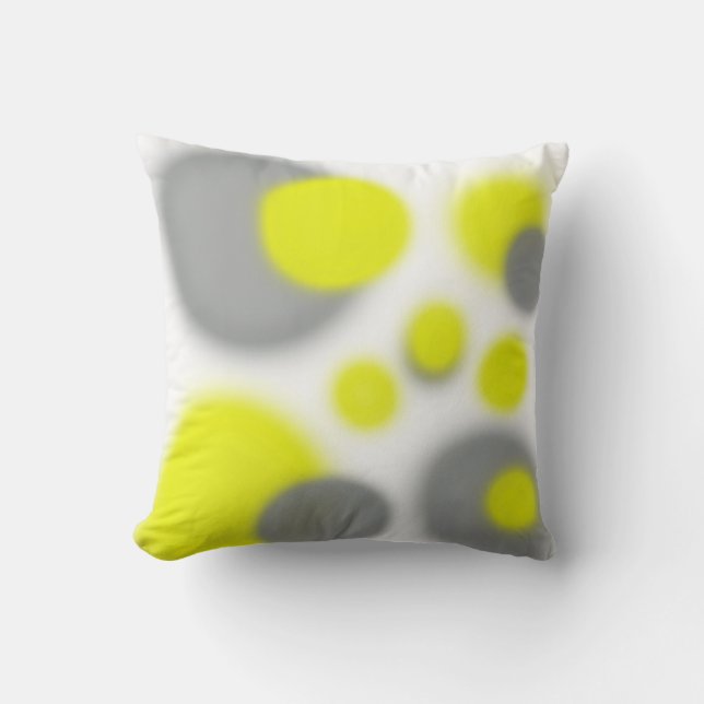 Almofada de Arte Abstrata Amarelo Cinza (Frente)