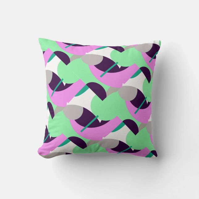 Almofada de Arte Abstrata Roxo Turquesa (Frente)