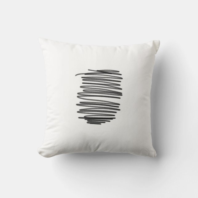 Almofada de Arte Abstrato Minimalista Cinza Branco (Frente)