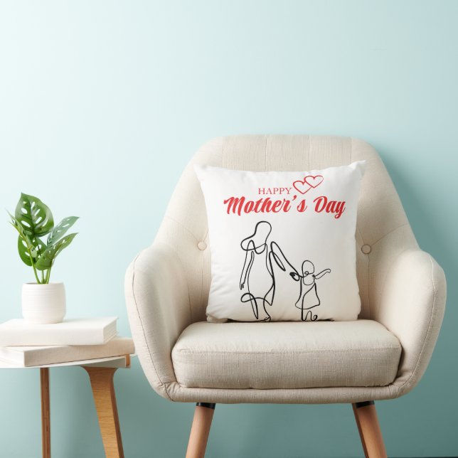 Almofada de Arte Linear do Dia das Mães – Amor ent (Cadeira)