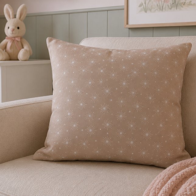 Almofada de Berçário Flor Cor-de-rosa (Elegant blush nursery throw pillow for a cozy, modern baby room with timeless Scandinavian style.)