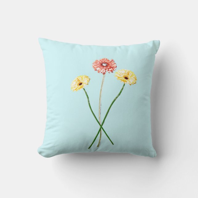 Almofada de Buquê de Flores de Gerbera Vermelho Am (Frente)