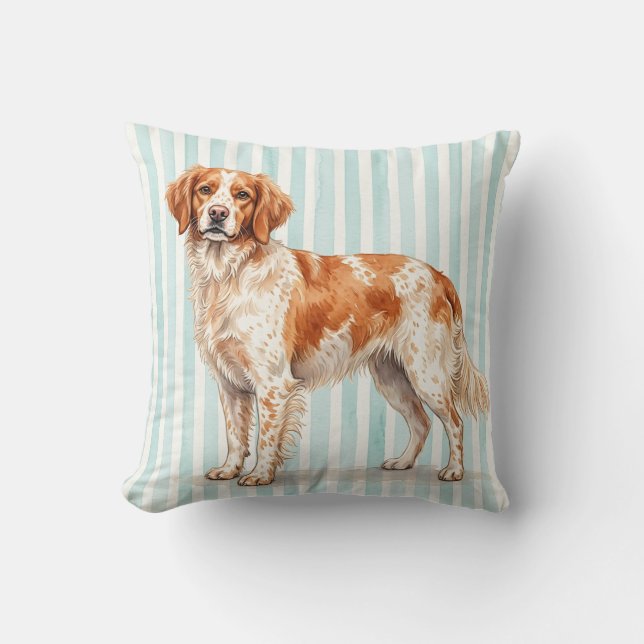 Almofada de Cachorro Spaniel Bretão Aquarela (Frente)