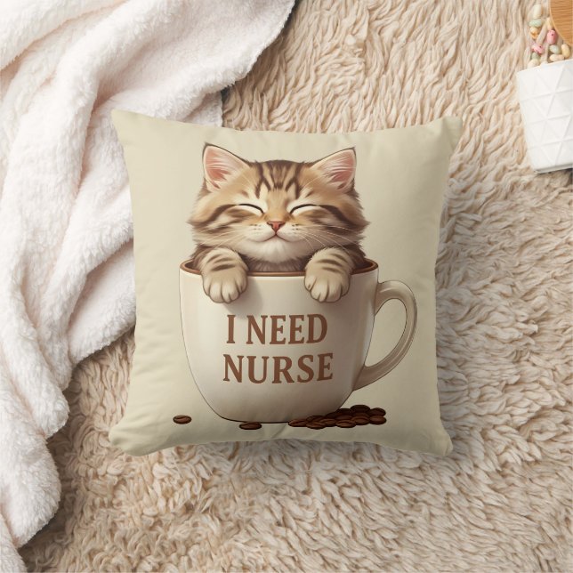 Almofada de Café Engraçada de Gato como Presente p (Cobertor)