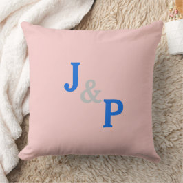Almofada de Cama Monograma Rosa Pastéis Azul Quart