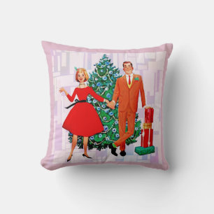 ALMOFADA DE CASAL DE NATAL RETRÔ DOS ANOS 50