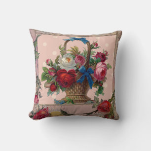 Almofada de Cesto de Flores Vitoriano Ornamentado