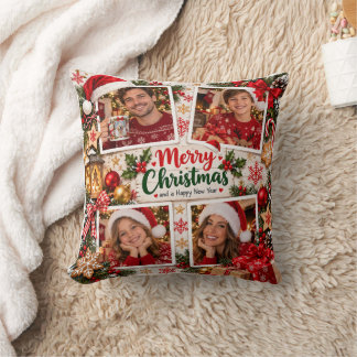 Almofada de colagem de fotos de Natal personalizad