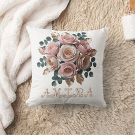Almofada de Coração com Monograma Floral em Dourad