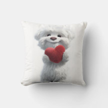 Almofada de Coração de Amor de Cachorrinho