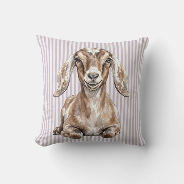 Almofada de decoração de fazenda com cabra Núbia e (Frente)